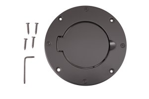 Jeep Wrangler Fuel Door Cover - Rugged Ridge - Non-locking, Billet Style - Black - `97-`06